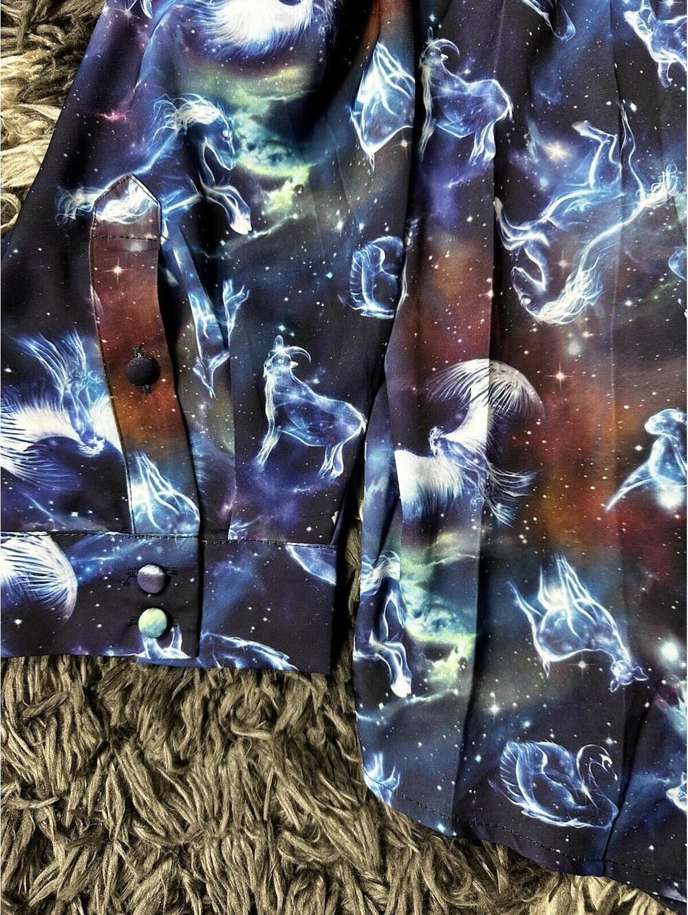 Torrid Harry Potter Patronus Button Up Shirt Womens Plus Size 3 3X Galaxy NWT - Picture 8 of 13